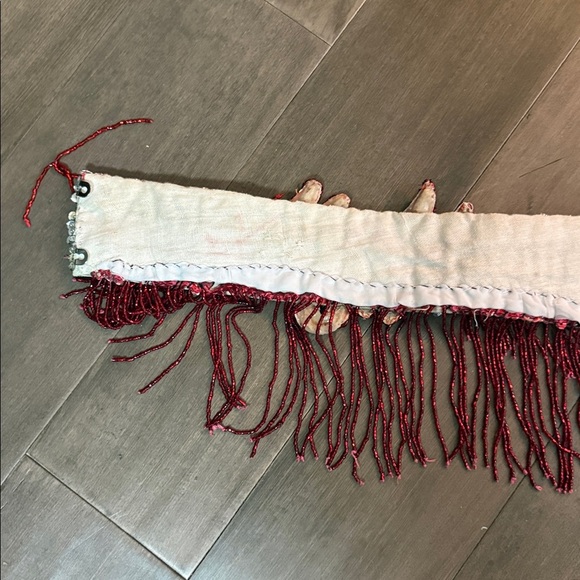 Vintage Beaded Burlesque Fringe Belt | Showgirl Stage Costume | Red & Silver